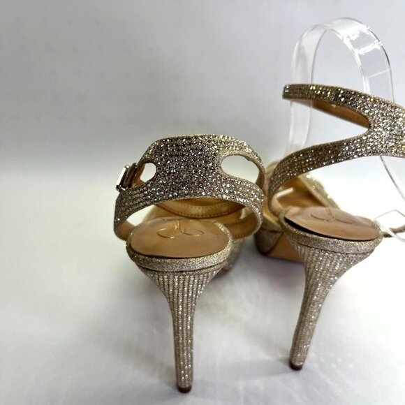 Jessica Simpson Oluina Platform Pump Size 9.5 Embellished Gold 5" Heel - Picture 5 of 16